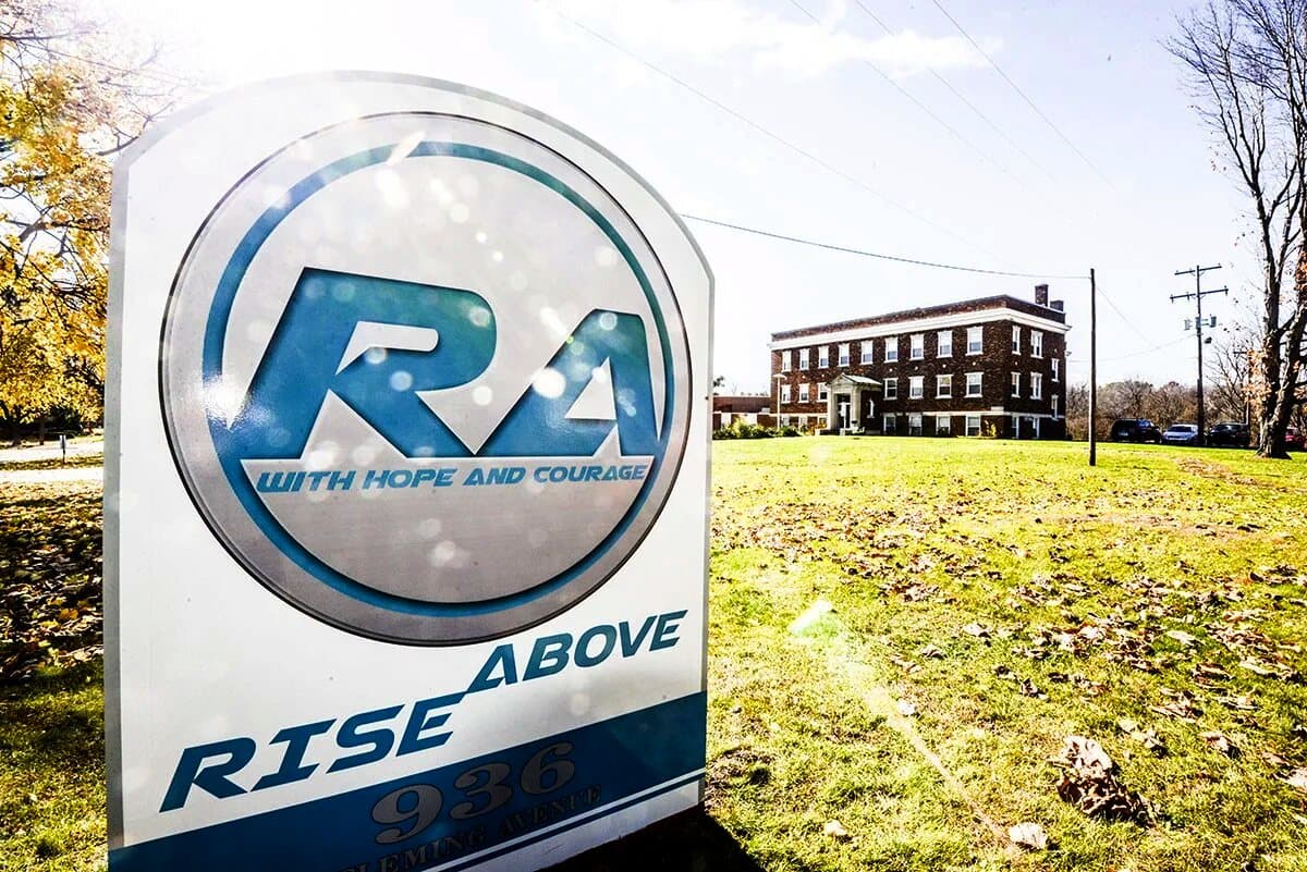 The Rise Above sign in front of the building at 936 Fleming Avenue in Jackson